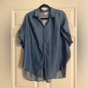 Time & Tru • Women's Chambray Button Front Top • XL • NWT